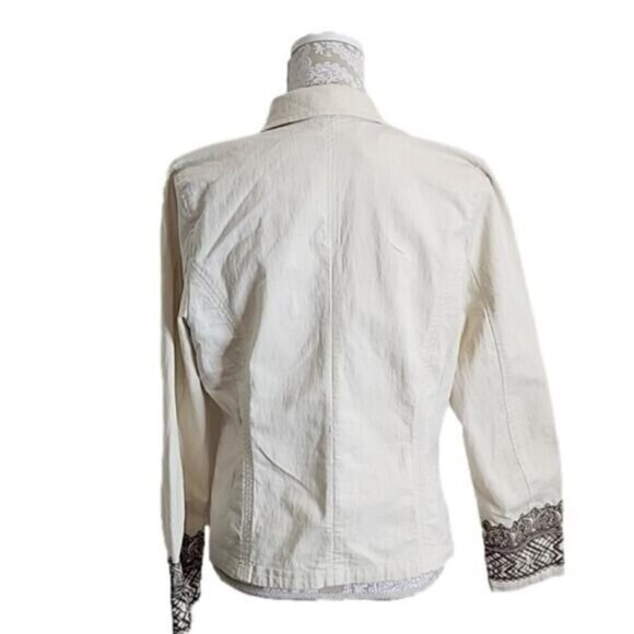 Christopher & Banks Blazer Jacket Stone w/embroidery Women's Medium - Picture 4 of 8